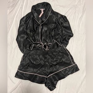 Victoria Secret Satin Robe Top and Mini Shorts